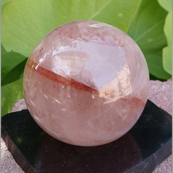 ❤️ 60mm hematoid / fire quartz sphere rock crystal ANXIETY balance GROUNDING1 - Picture 3 of 7